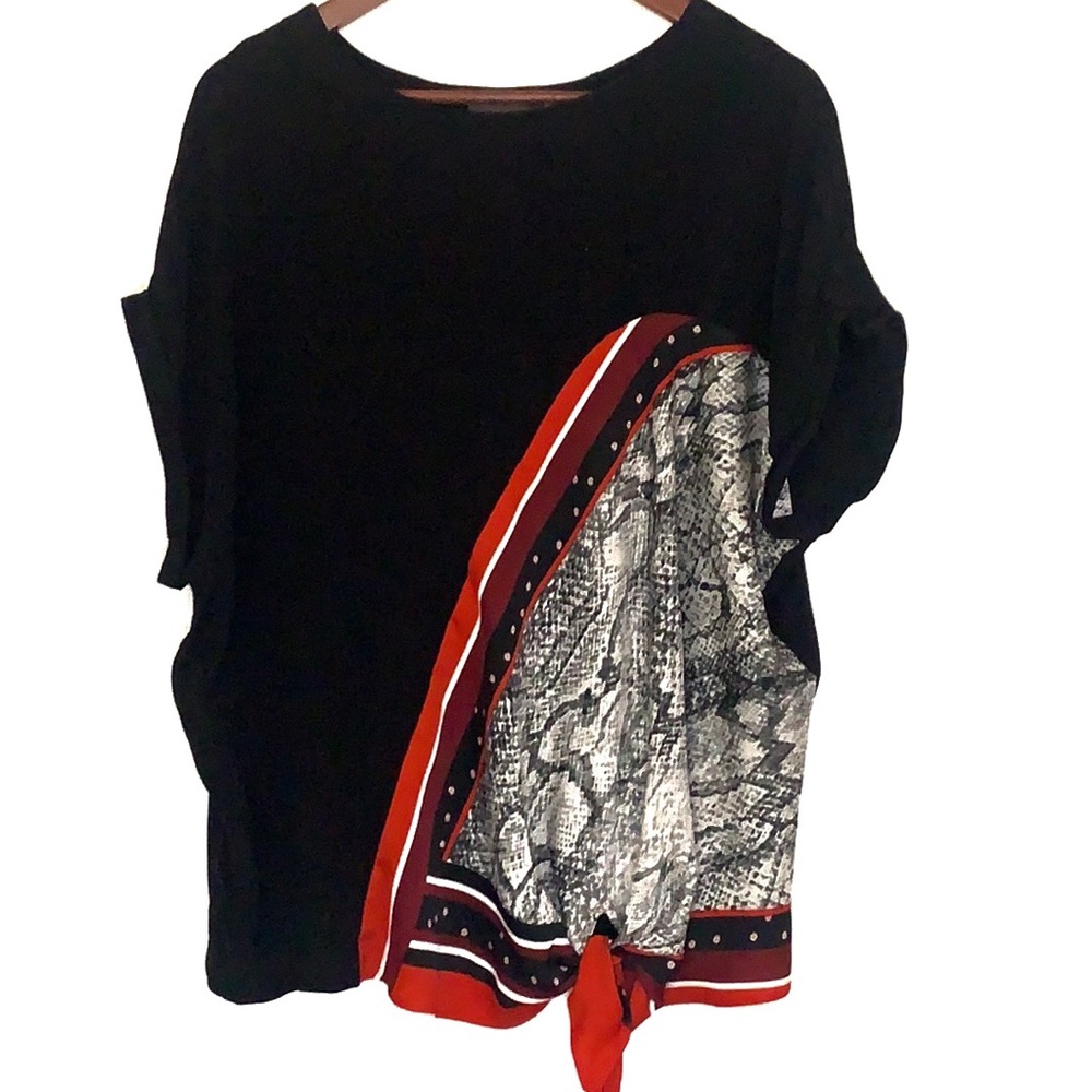 Mint Velvet Black & Red Animal Print Blouse